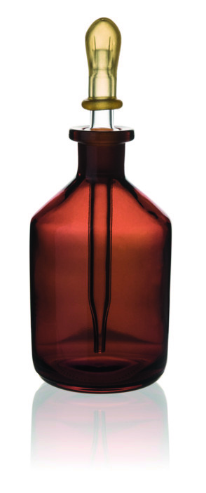 Flacon compte-goutte, verre de chimie, brun, 50 ml, avec pipette et tétine en caoutchouc