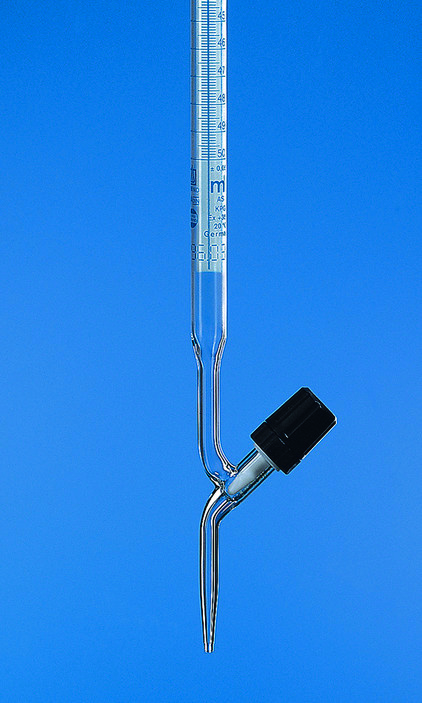 Burette, BLAUBRAND®, classe AS, DE-M, 10:0,02 ml, Boro 3.3, robinet droit, broche PTFE, Schellbach ( X 2 )