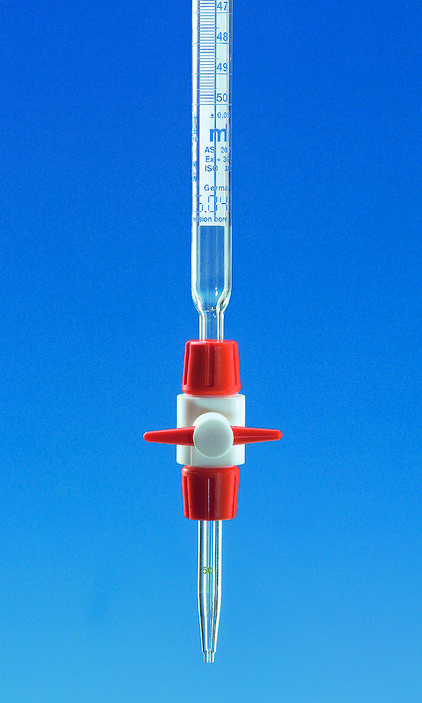 Burette compacte, BLAUBRAND®, classe AS, DE-M, 10:0,02 ml, Boro 3.3, robinet PTFE, Schellbach