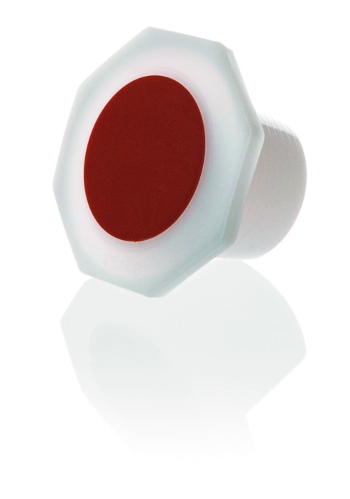 Bouchon à rodage mâle, PE-LD, NS 34/35, partie supérieur octogonale, creux, bagues d’étanchéité