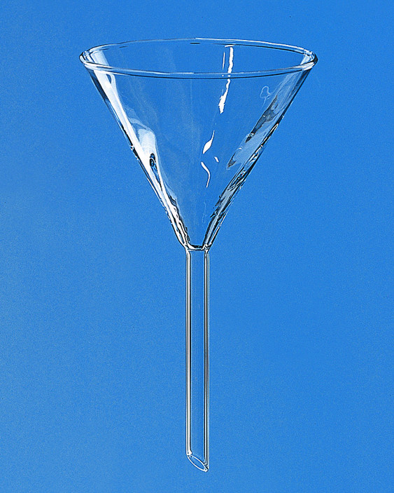 Entonnoir, tige courte, Boro 3.3, diamètre extérieur à cannelures 70 mm, diamètre de tige 8 mm, longueur 70 mm ( X 10 )