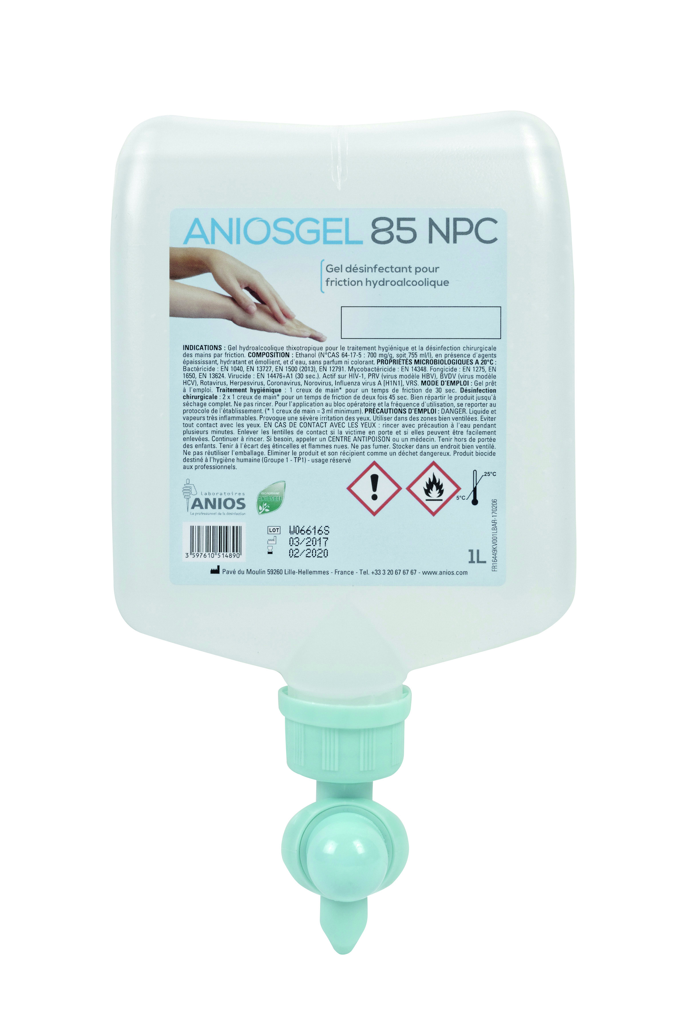 ANIOSGEL 85 NPC - 12 Flacons de 1 L 3 ml airless/CPA