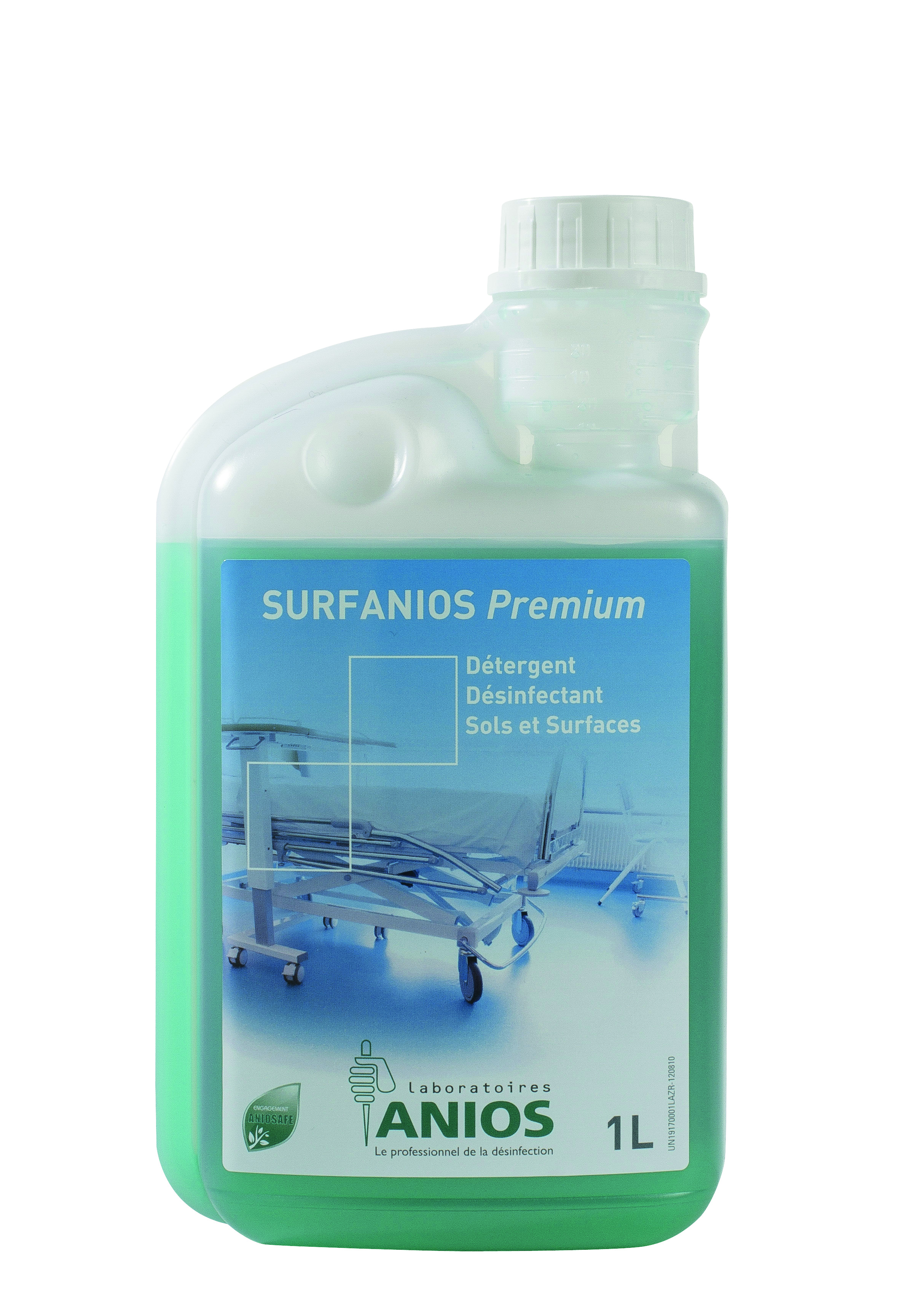 SURFANIOS PREMIUM (Double statut : Biocide et Dispositif médical) - Flacons doseurs de 1 L - 12 x 1 L