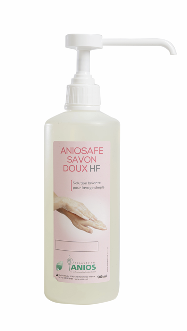 ANIOSAFE SAVON DOUX HF PARFUMÉ en Flacons de 500 mL avec 12 pompes vissées - 12 x 500 mL