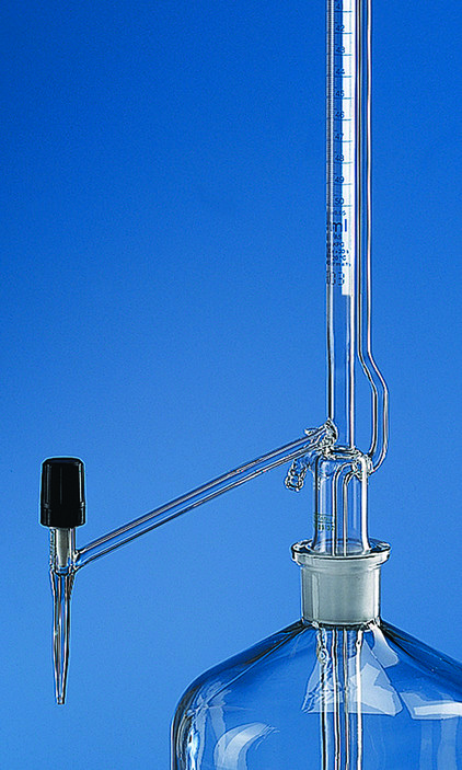 Burette zéro automatique, BLAUBRAND®, classe AS, DE-M, 10:0,02 ml, robinet latéral de sécurité