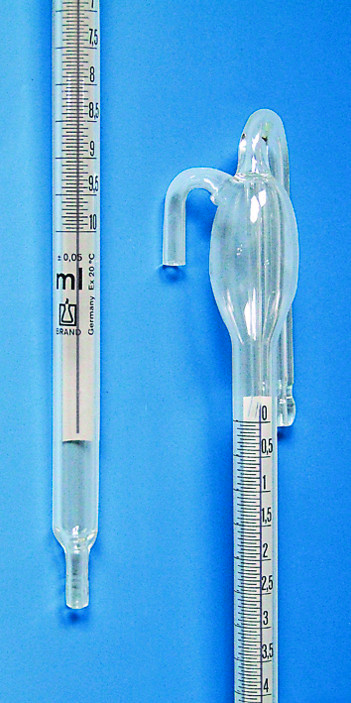 Burette de rechange pour burette Dr. Schilling, 25 ml, SILBERBRAND, brun, bande photophore, Boro 3.3, longueur 390 mm