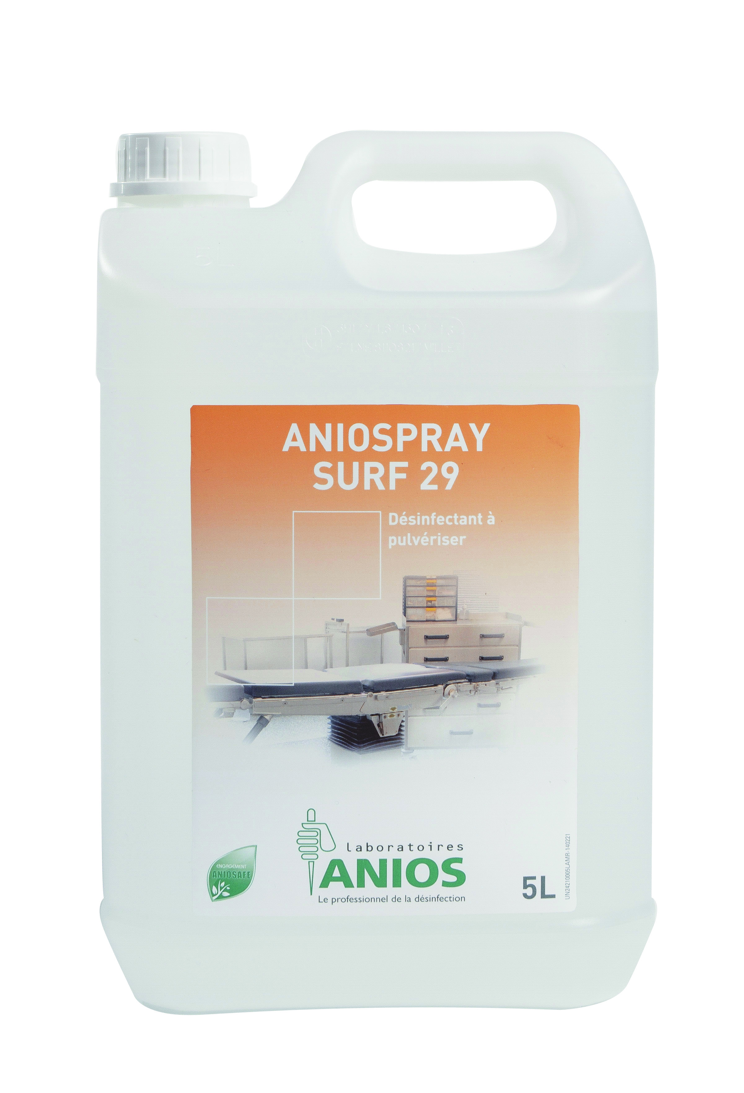 ANIOSPRAY SURF 29 (29% alcool) en Bidons de 5 litres - 4 x 5 L