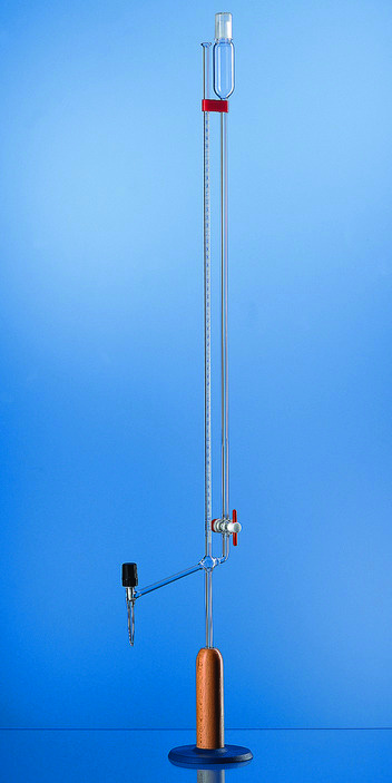 Microburette, BLAUBRAND®, classe AS, DE-M, 2:0,01 ml, Boro 3.3, robinet de sécurité latéral