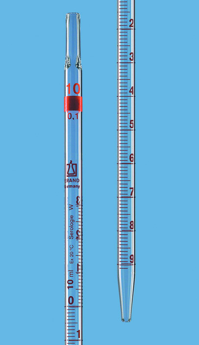Pipette graduée sérologique calibrage «Ex», 25 ml:0,1 ml, diamètre env. de pointe 3 mm ( X 6 )