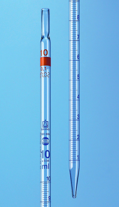 Pipette graduée, BLAUBRAND®, classe AS, DE-M, type 2, 20:0,1 ml, écoulement total, pour corde coton ( X 6 )