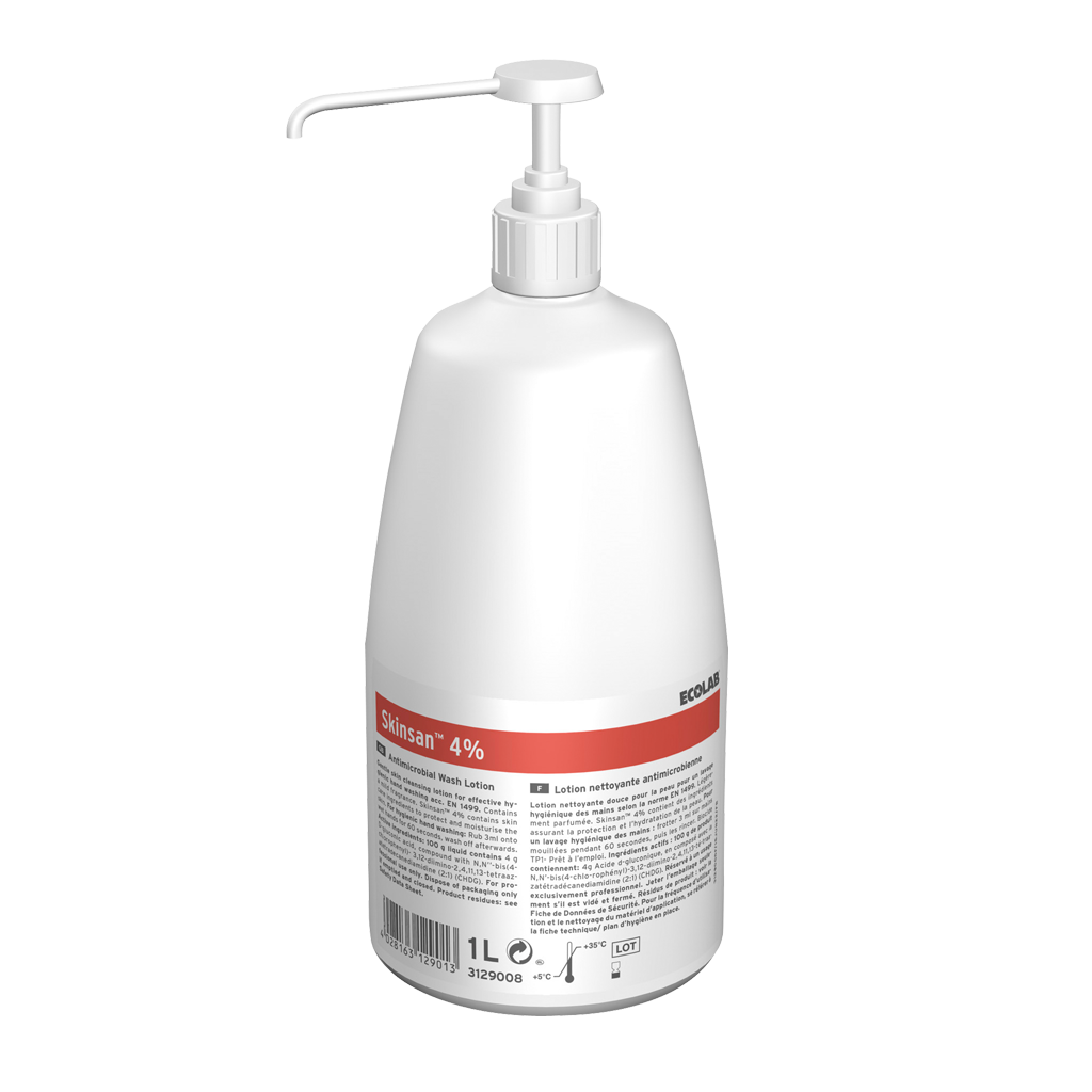 SKINSAN 4% - 12 Flacons de 1 L avec 12 pompes vissées