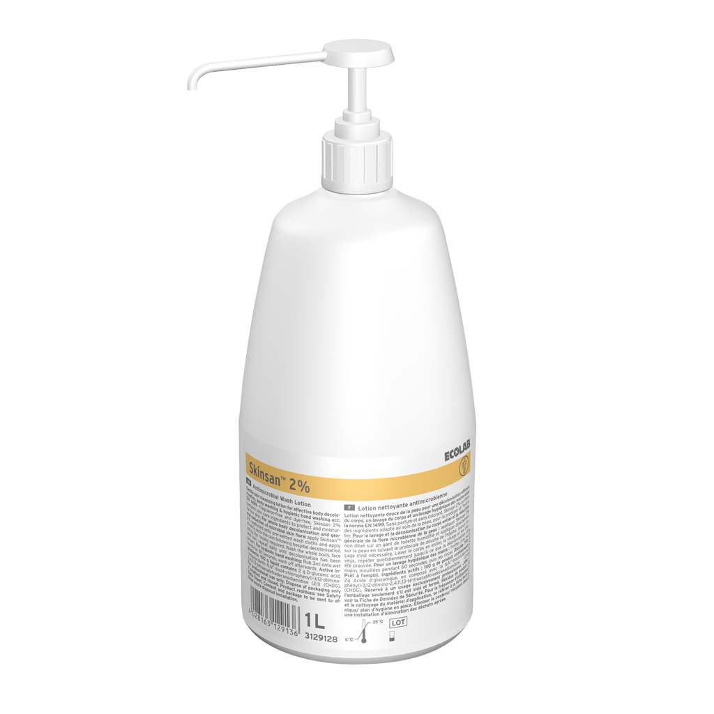 SKINSAN 2% - 12 Flacons de 1 L avec 12 pompes vissées