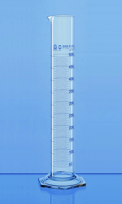 Éprouvette graduée, USP, forme haute, BLAUBRAND®, classe A, DE-M, 5:0,1 ml, Boro 3.3 ( X 2 )