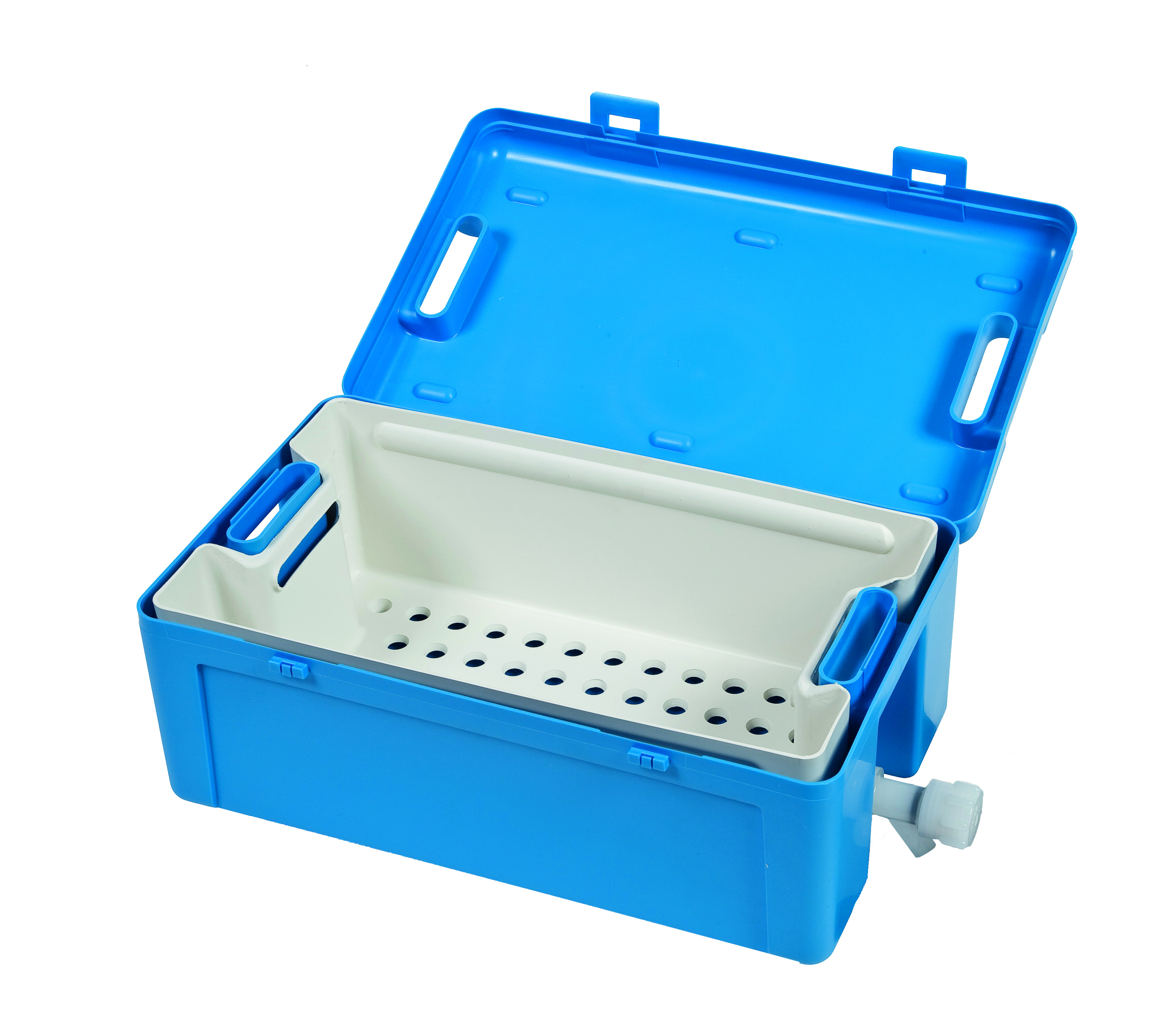 Instrubac 20 litres avec robinet, panier + couvercle  - autoclavable - Unitaire