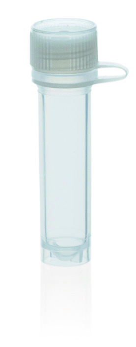 Microtube (PP) avec capuchon vissant (PE) attaché avec avec jupe, 2 ml, jupé, non gradué ( X 1000 )