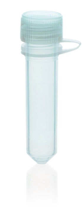 Microtube (PP) avec capuchon vissant (PE) attaché avec avec jupe, 2 ml, non-jupé, non gradué ( X 1000 )