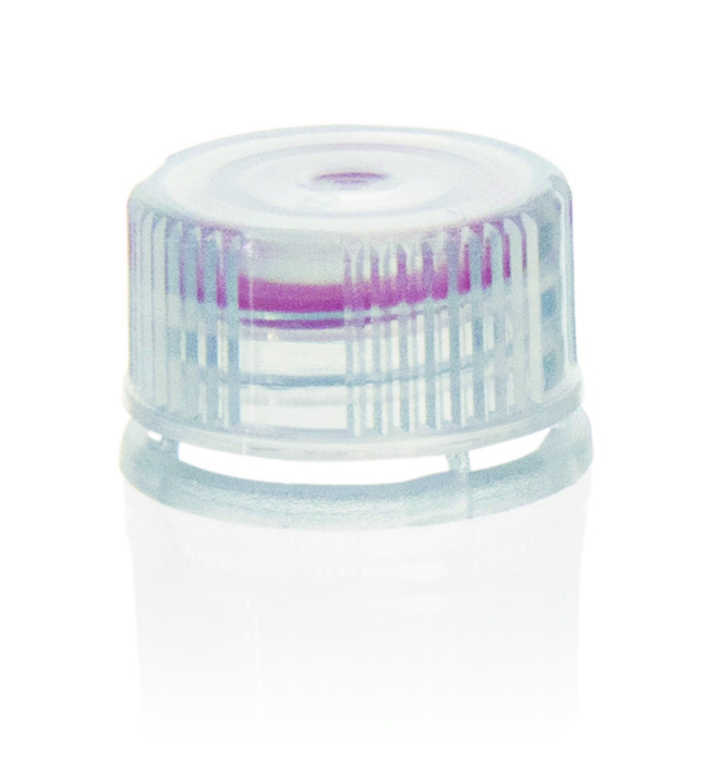 Capuchon coloré vissant à bague sécurité (PP) avec joint en silicone, pour micro tubes 780760-64, transparent ( X 1000 )