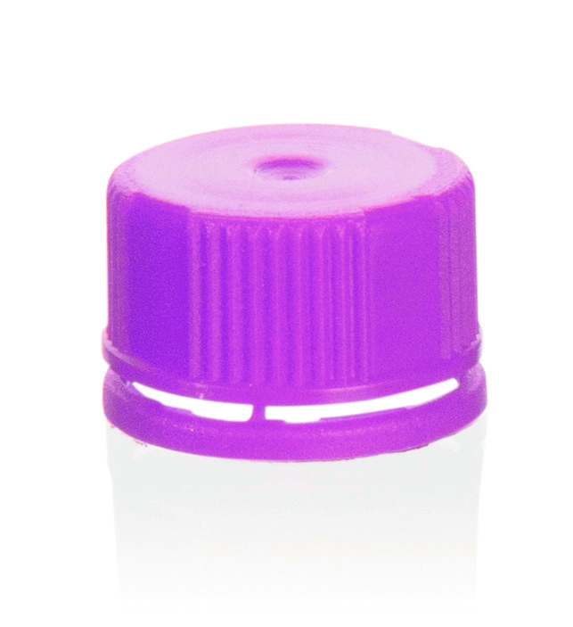 Capuchon coloré vissant à bague sécurité (PP) avec joint en silicone, pour micro tubes 780760-64, lila ( X 1000 )