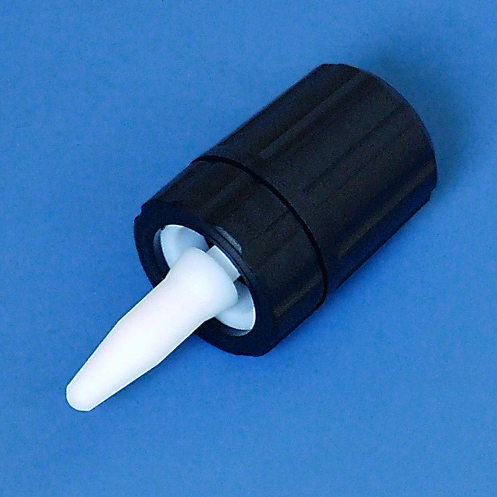 Robinet à pointérieur/pointeau avec dispositif sécurité pour ouverture de soupape 0-2,5 mm, PTFE