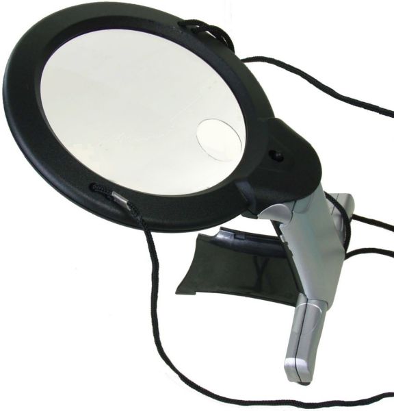 Loupe de brodeuse éclairante 2X107 - Double foyer 8X25 - 2 LED - A poser / Tour de cou