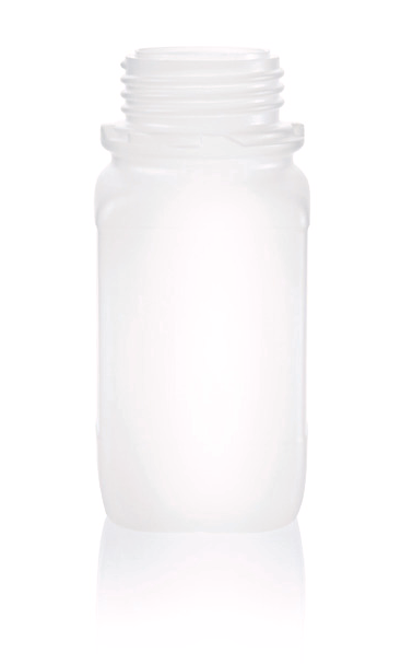 Flacon carré, PE-HD, col large, 100 ml, GL 32