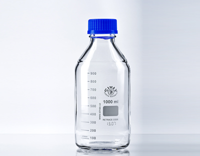 Flacon ISO Simax cap+bague bleu  1000ml le lot de 10