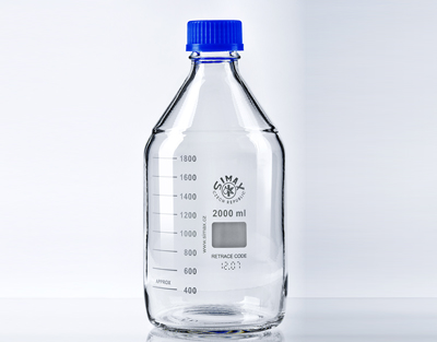 Flacon ISO Simax cap+bague bleu  2000ml le lot de 10