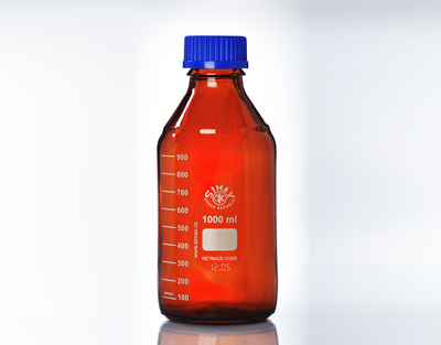 Flacon ISO Simax BRUN c+b bleue 1000ml Le lot de 10