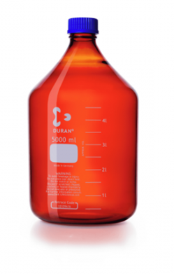 FLACON LABO DURAN GL 45 AV CAPUCHON A VIS ET BAGUE DE DEVER (PP) BRUN 5000 ML