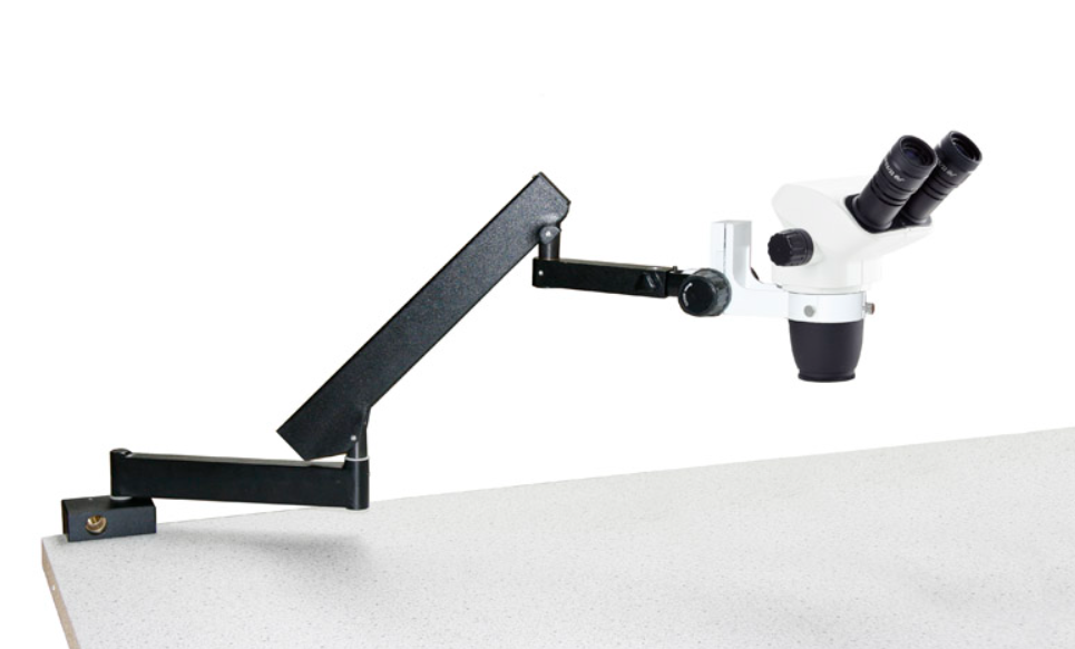 Microscope stéréoscopique, Loupe binoculaire NexiusZoom 6,7–45x, statif articulé à fixation sur table