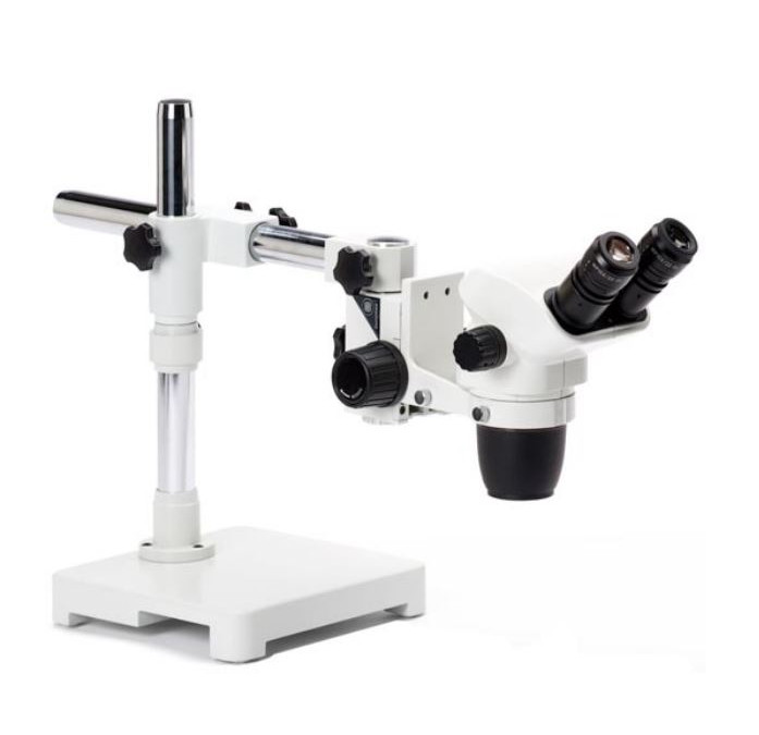 Microscope stéréoscopique, Loupe binoculaire NexiusZoom 6,7–45x, statif universel à bras, sans éclairage
