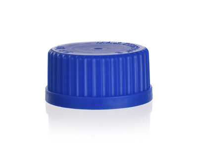 Bouchon PP bleu p/flacon ISO GL 45, Simax - le lot de 10