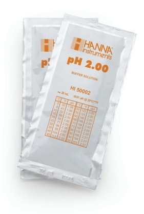 Solution tampon pH 2,00, ±0,01 pH, certificat d'analyse, 25 sachets de 20 mL