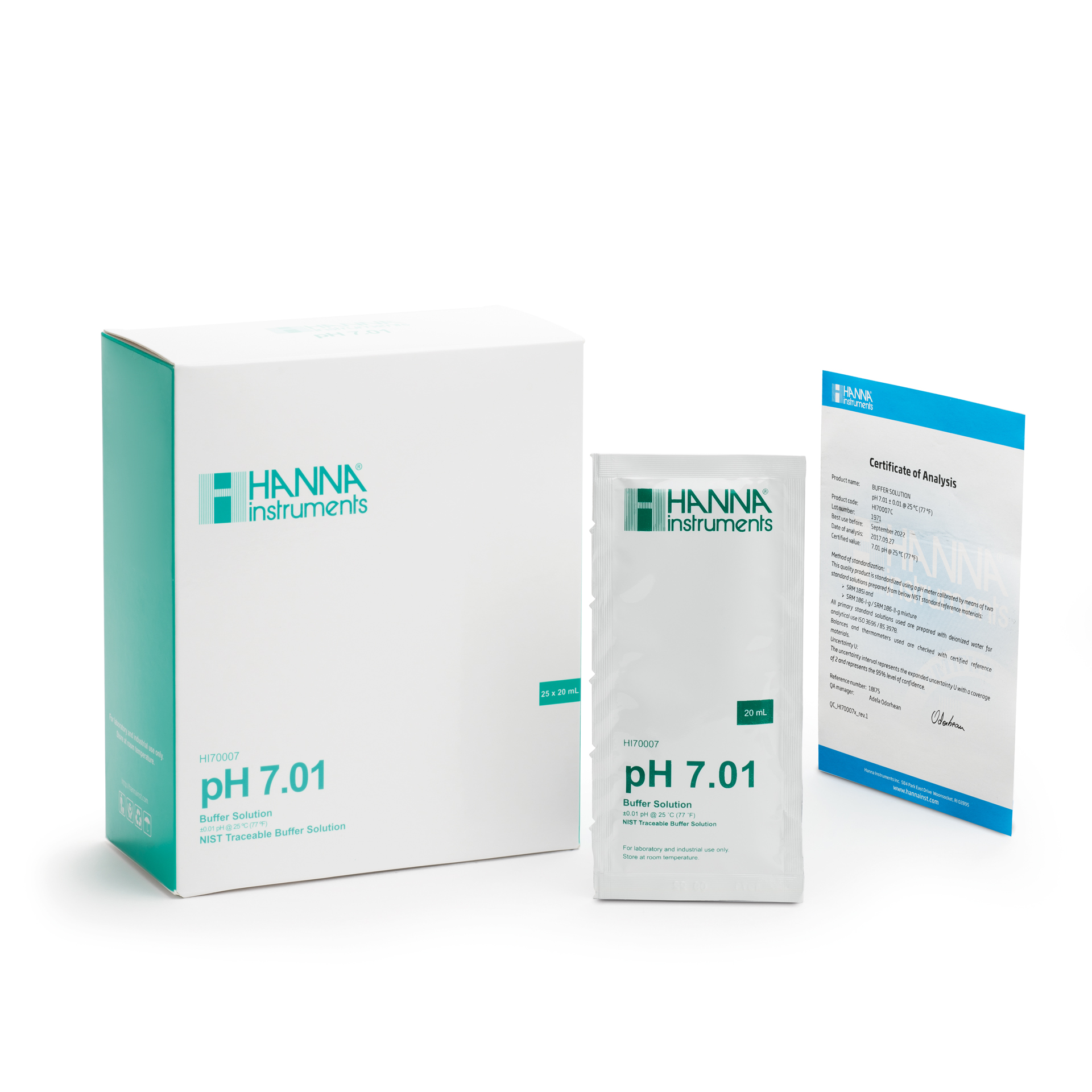 Solution tampon pH 7,01 (par 25 sachets de 20 ml)