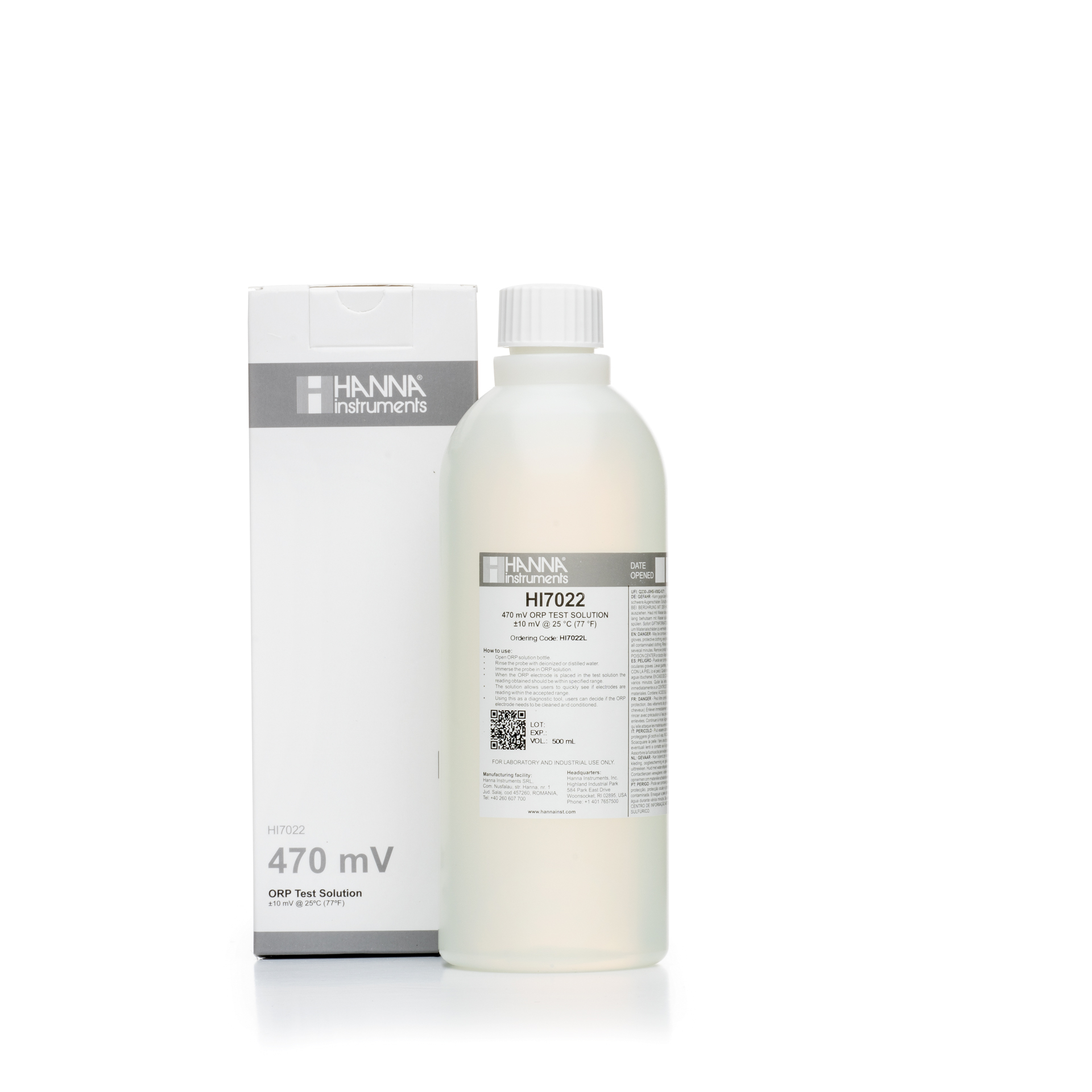 Solution de test rédox à 470 mV, bouteille 500 mL