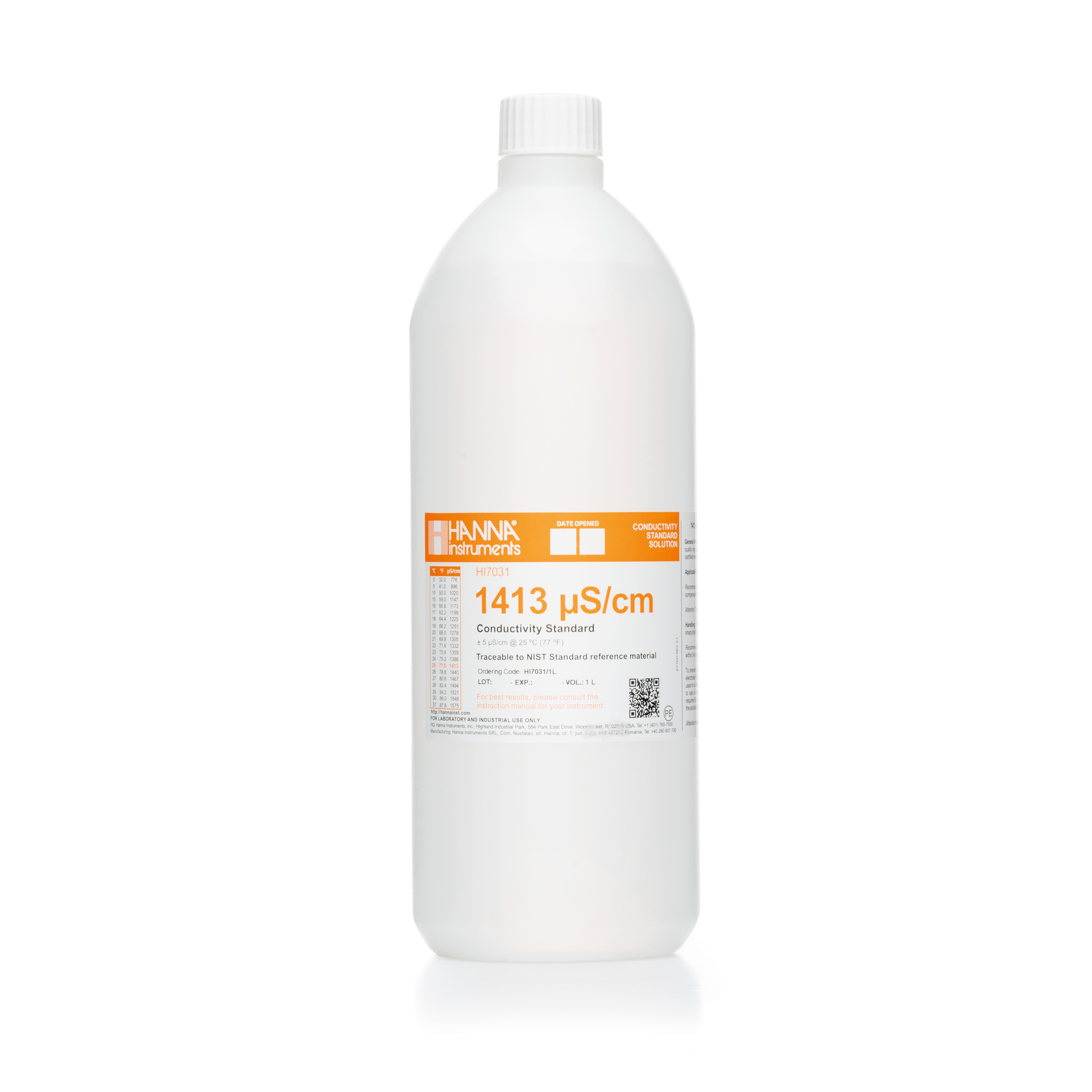 Solution d'étalonnage de conductivité à 1413 µS/cm, bouteille 1 L