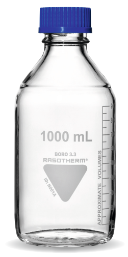 - JUSQU’À RUPTURE DE STOCK -  FLACON DE STOCKAGE AVEC GRADUATIONS BOUCHON À VIS GL 45 ET BAGUE ANTI-GOUTTE EN PP CAPACITE 250 ML ( X 10 )