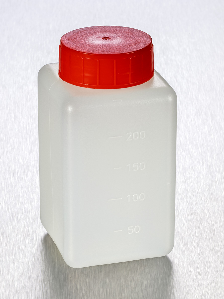 Flacon carré 250ml PEHD na H109 Ø37 bouchon rg obturateur na ( X 210 )