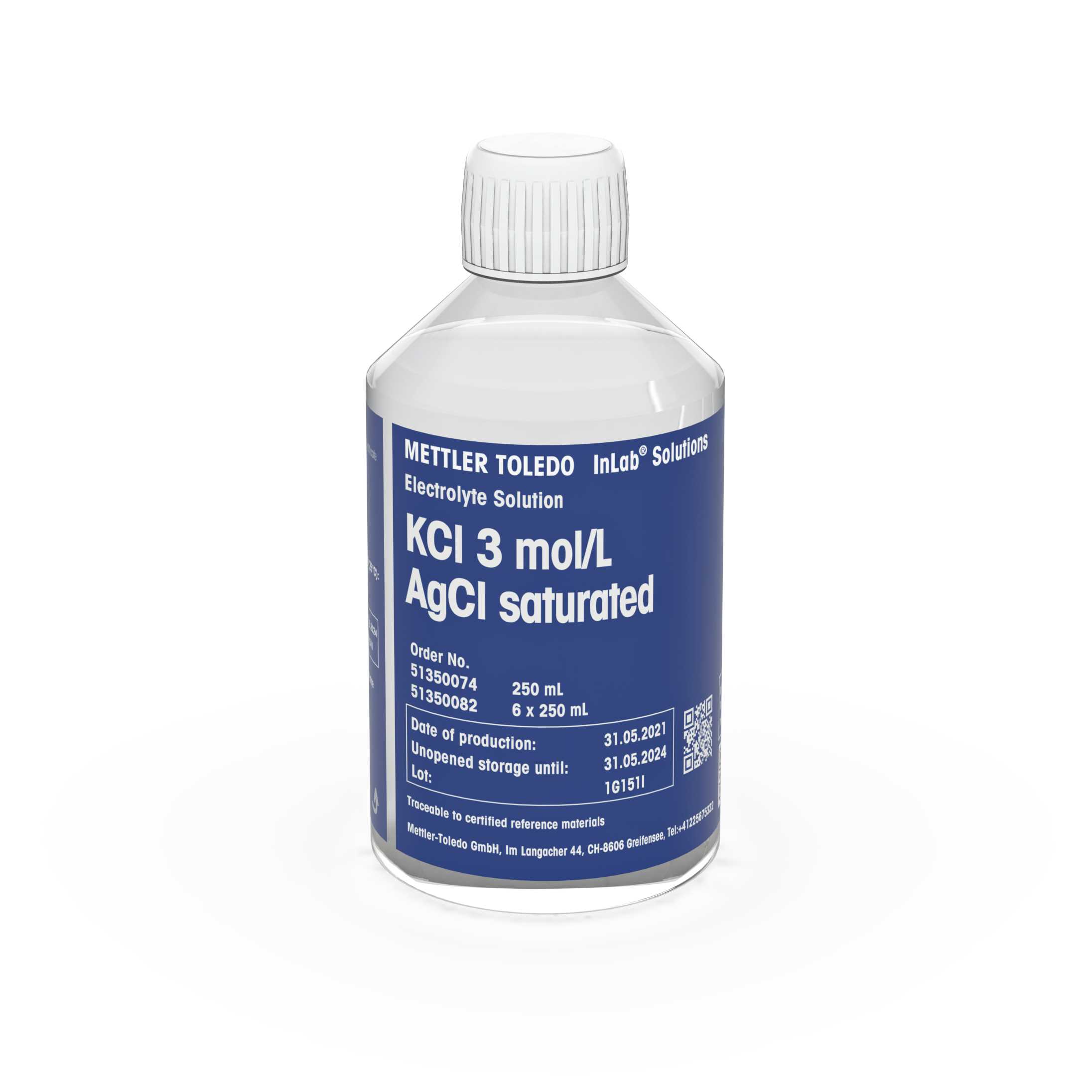 Électrolyte KCl 3M AgCl Sat 250 mL Bott