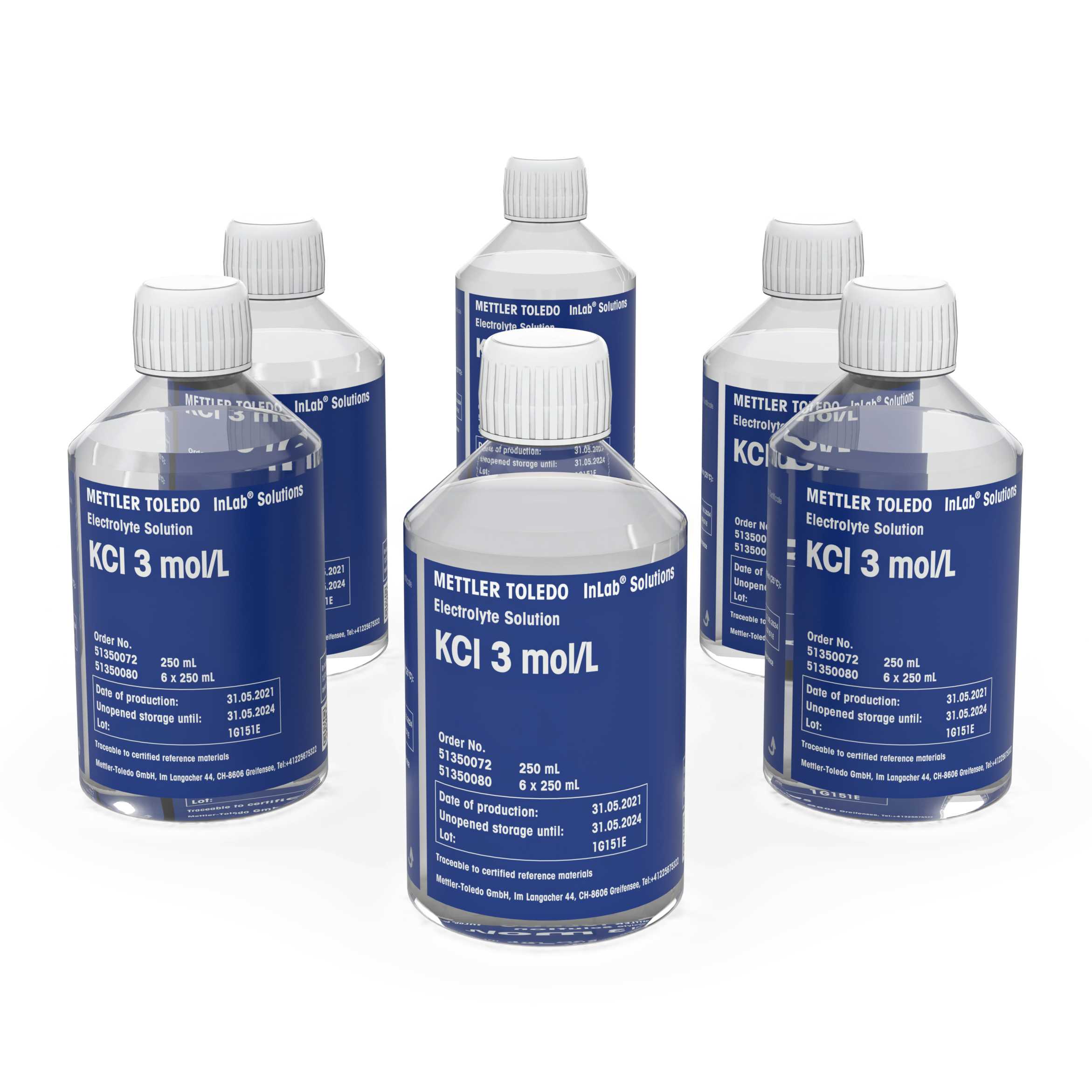 Électrolyte KCl 3M 6x 250 mL Bottles