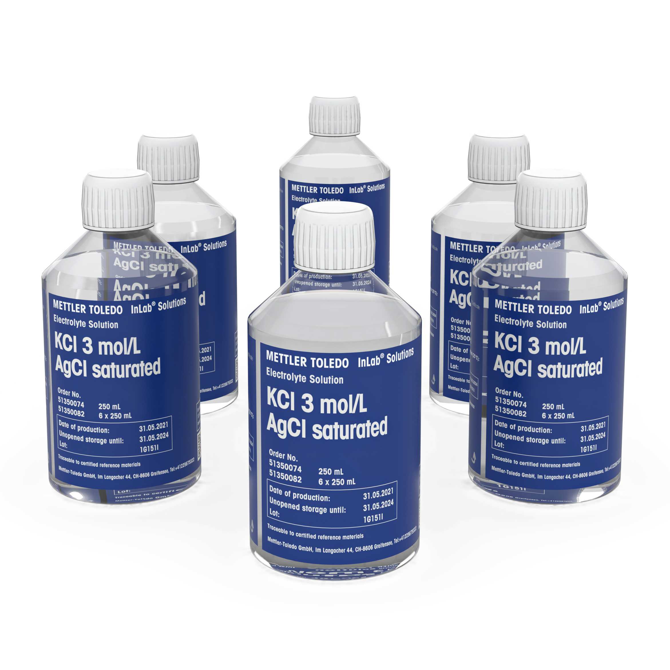 Electrolyte KCl Sat AgCl, 6X250mL