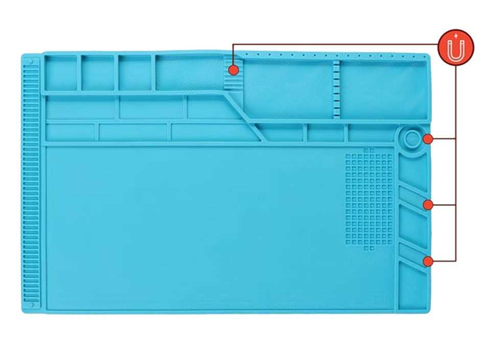 Tapis de soudage silicone 550x350 mm - Compartiments - Zones magnétiques