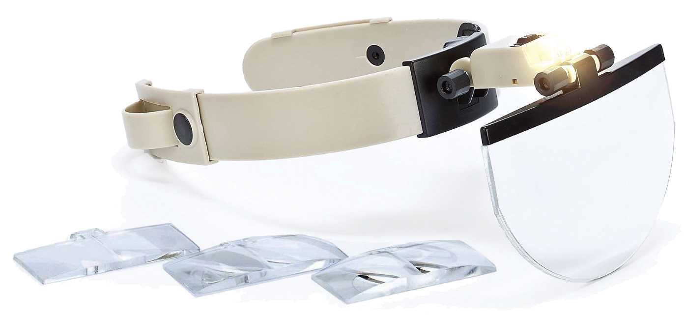 Lampe-loupe frontale - Jusqu'à 5,5X - 1 LED - Loupe format visière