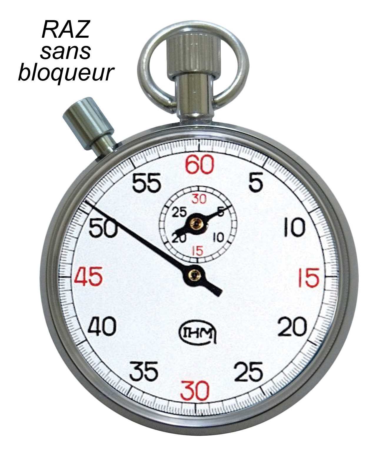 Chronomètre mécanique - START/STOP/START - Temps intermédiaire - 30 mn au 1/5e - RAZ sans bloqueur