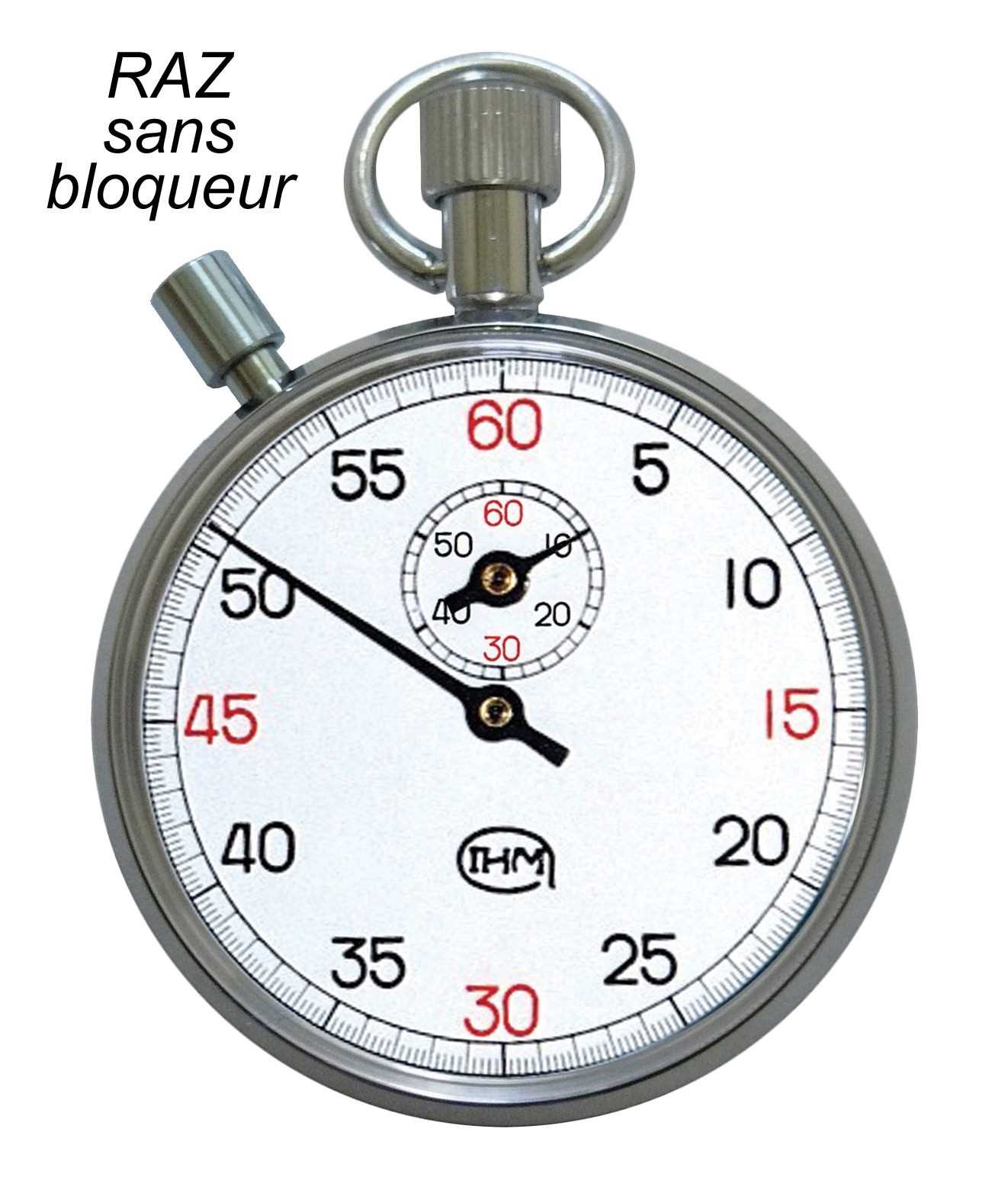 Chronomètre mécanique - START/STOP/START - Temps intermédiaire - 60 mn au 1/5e - RAZ sans bloqueur