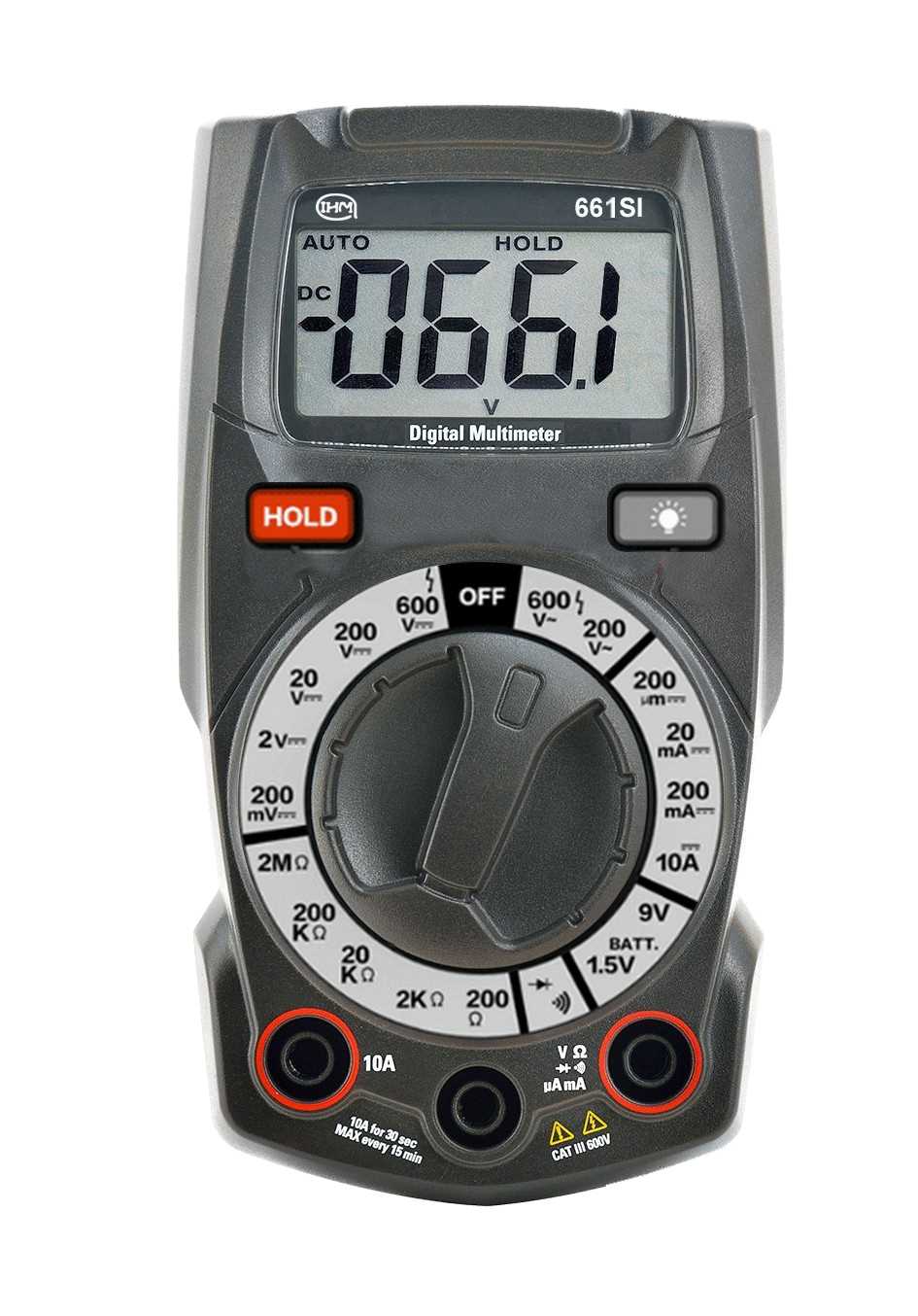 Multimètre compact 600 VAC/DC et 10 AAC/DC - Calibre manuel