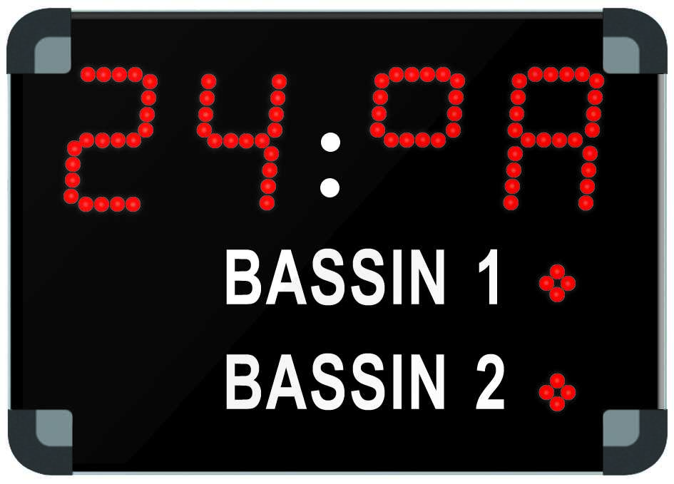 Afficheur int./ext. LED - Température air, bassin 1 et 2 - Horloge