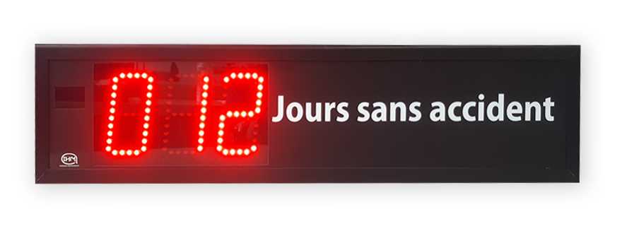 Afficheur int./ext. LED - 3 chiffres 8 cm - Compteur jours sans accident de travail