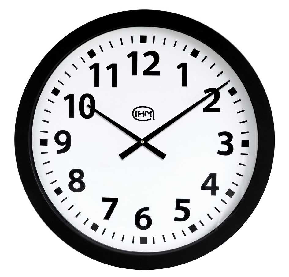 Horloge Ø 600 mm - ABS noir - Verre minéral - Sur pile