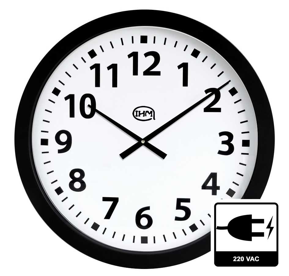 Horloge Ø 600 mm - ABS noir - Verre minéral - Sur secteur